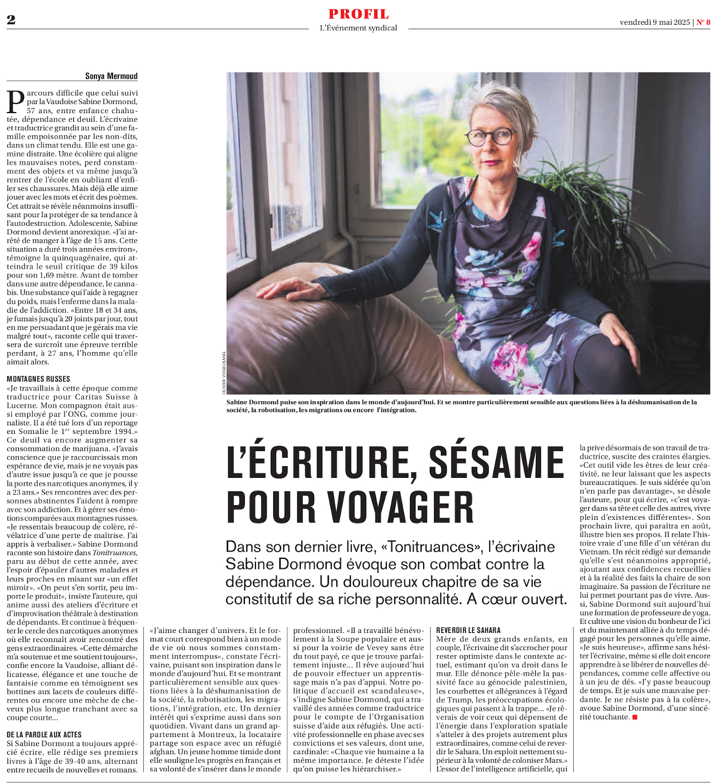 L��criture, s�same pour voyager - Article paru dans l'Ev�nement syndical du 9 mai 2025