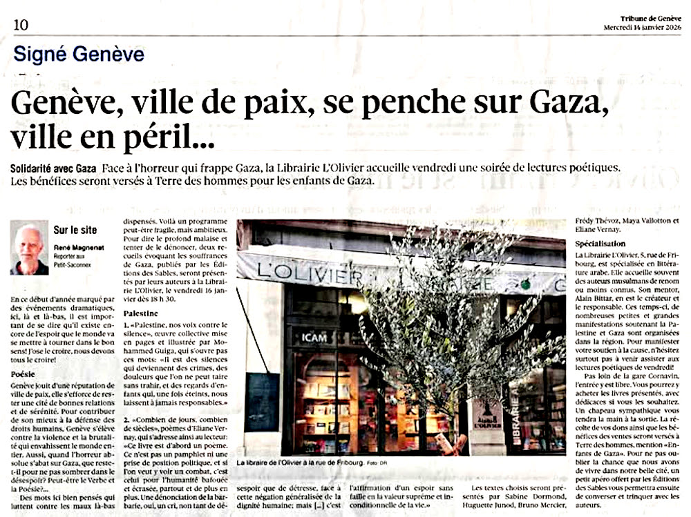 Gen�ve se penche sur Gaza - Article paru dans la Tribune de Gen�ve le 14 janvier 2026