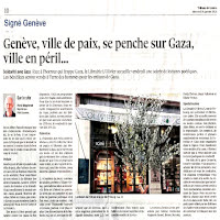 Genève se penche sur Gaza. Article paru dans la Tribune de Genève le 14 janvier 2026 (cliquer ICI)